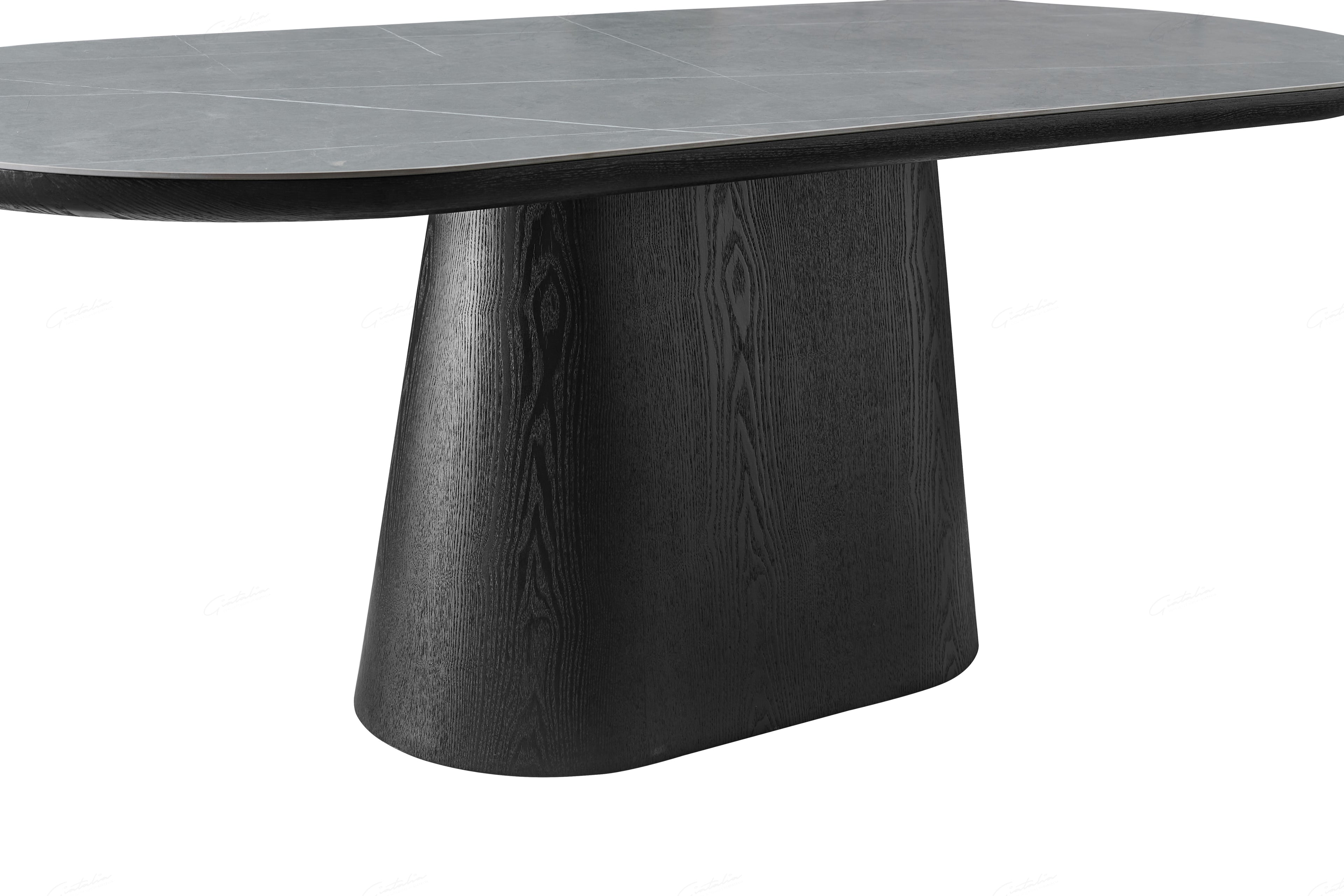 Blatant Oval Black And Grey Sintered Stone Dining Table