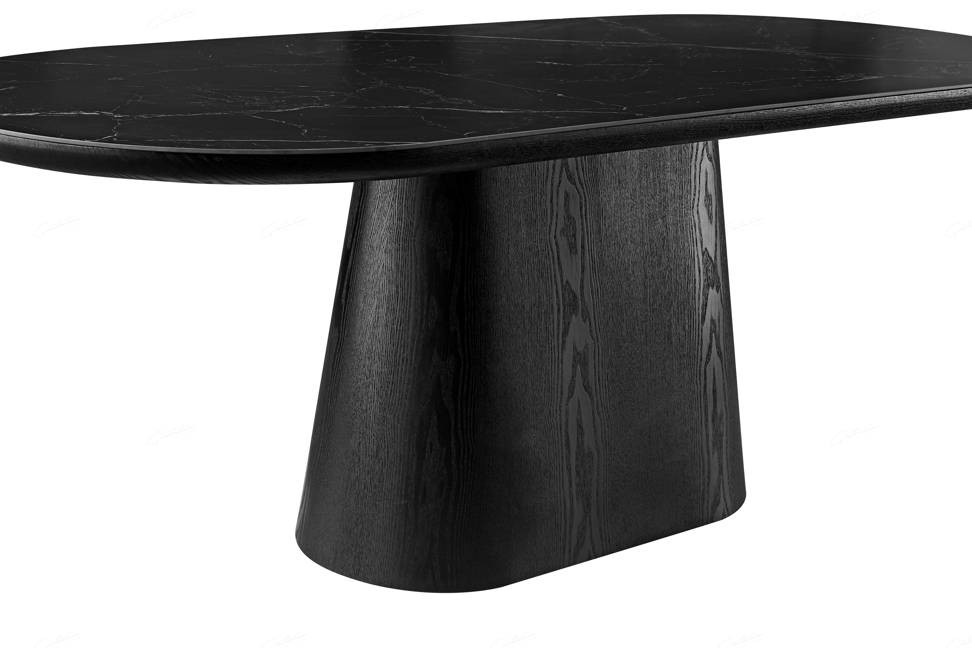 Blatant Oval Black Marble Look Sintered Stone Dining Table