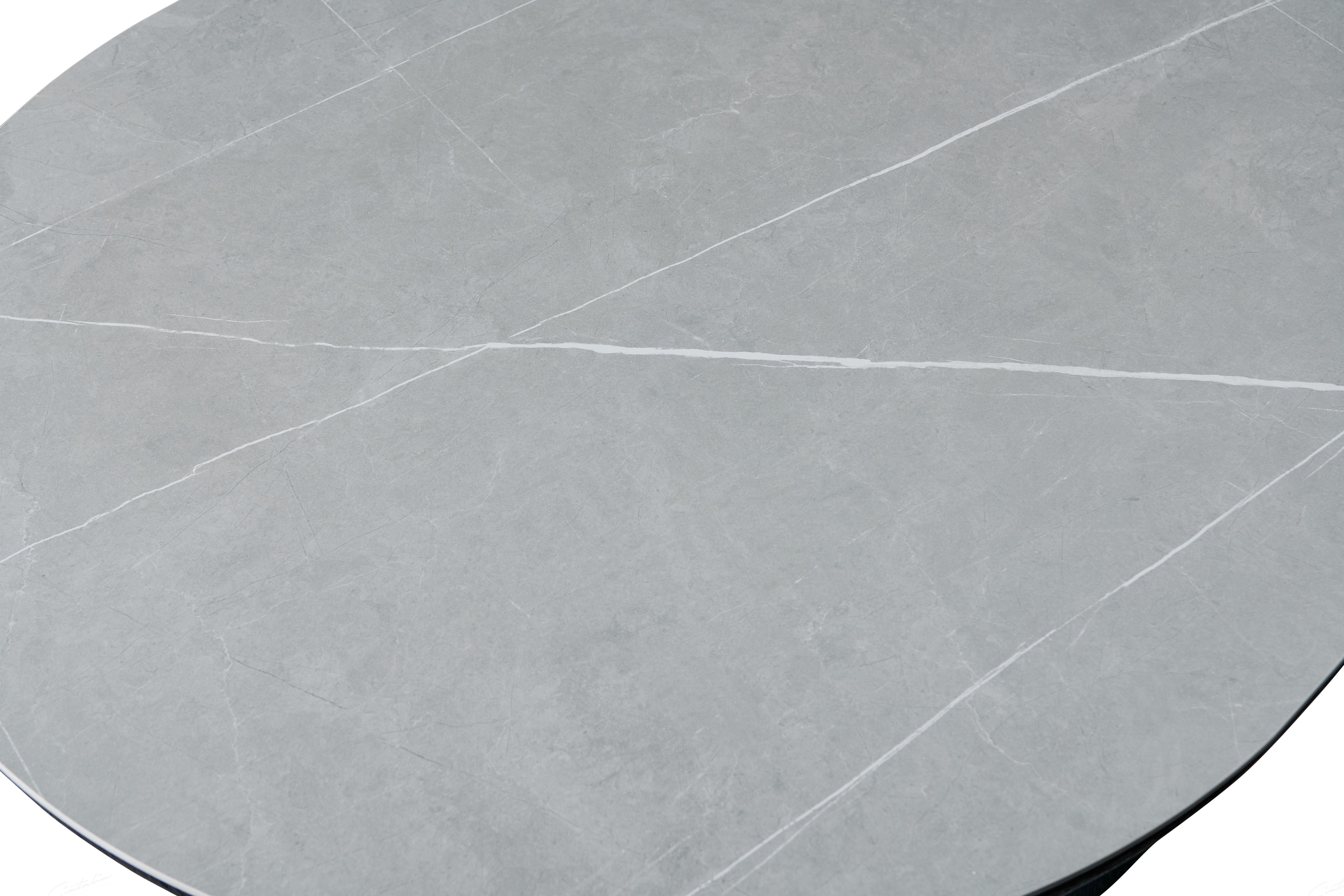 Blatant Oval Black And Grey Sintered Stone Dining Table