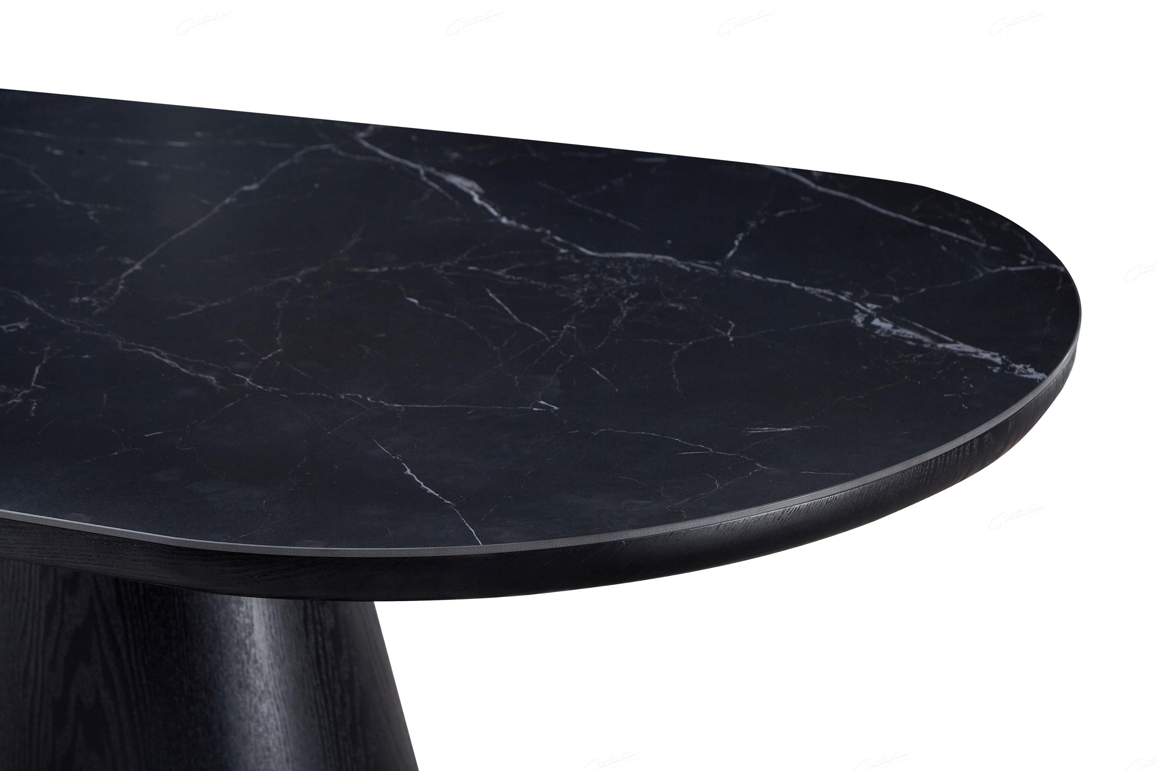 Blatant Oval Black Marble Look Sintered Stone Dining Table