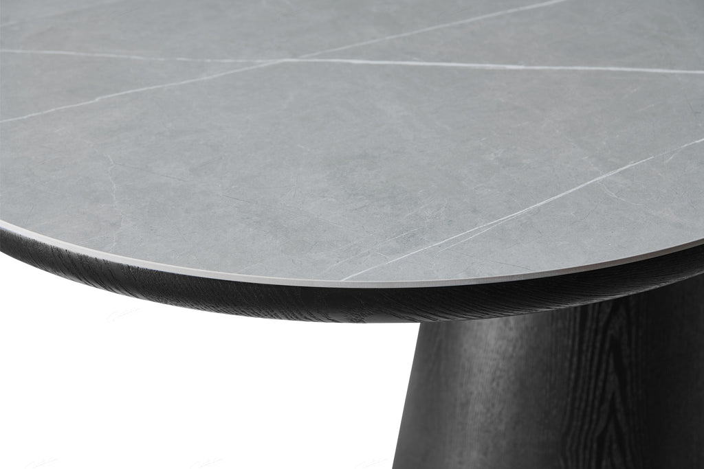 Blatant Oval Black And Grey Sintered Stone Dining Table