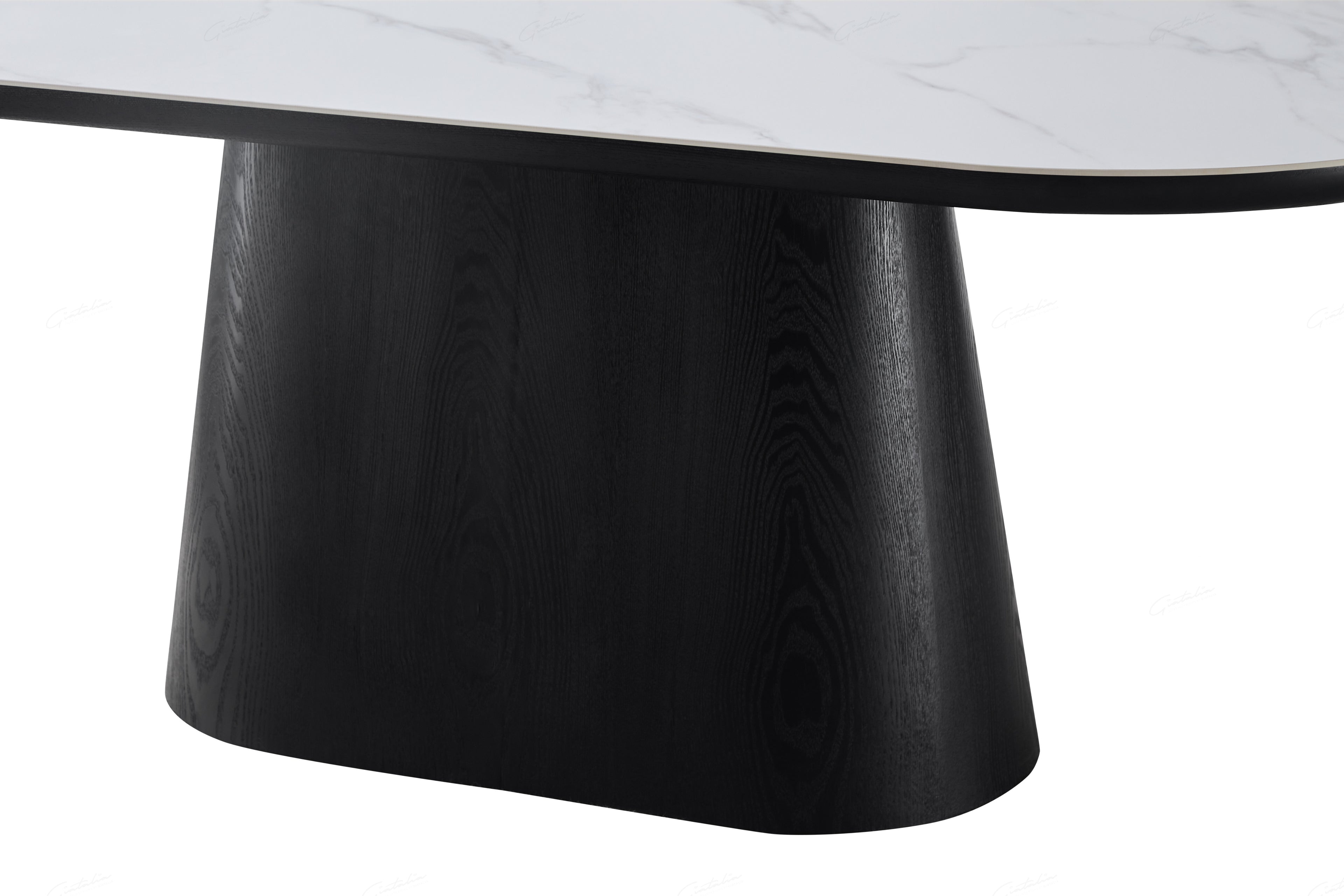 Blatant Oval Black And White Sintered Stone Dining Table