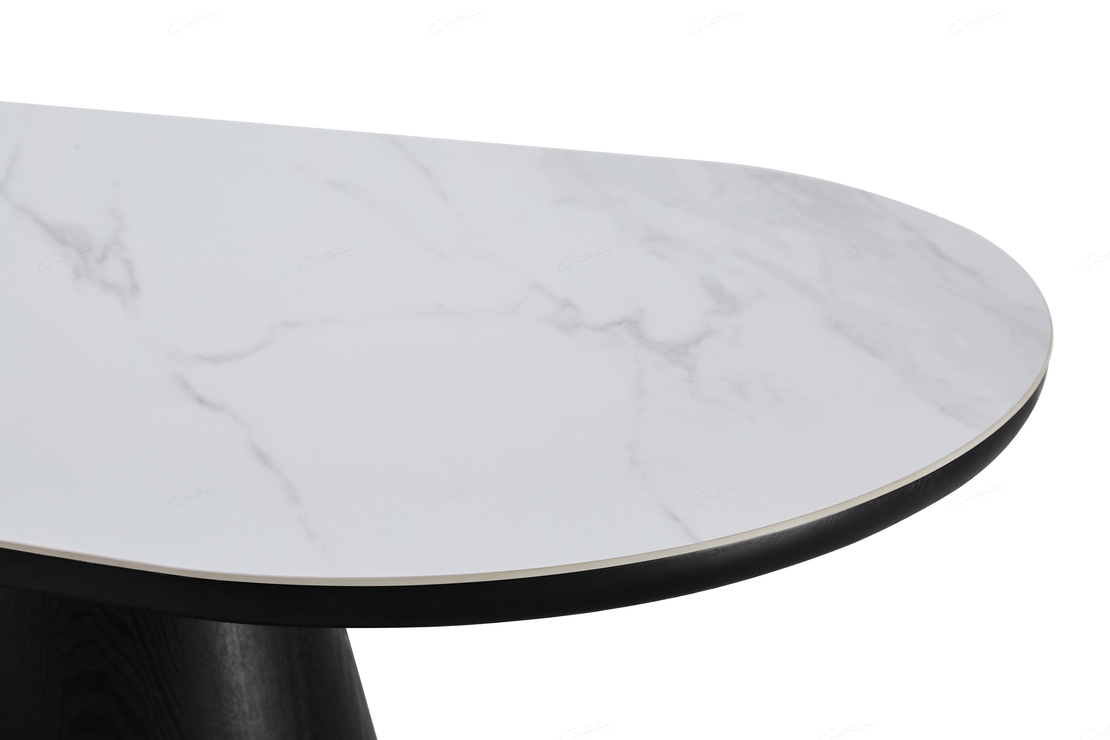 Blatant Oval Black And White Sintered Stone Dining Table