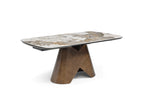 Captivating White Italian Ceramic Top Extendable High Gloss Dining Table With Brushed Copper Base