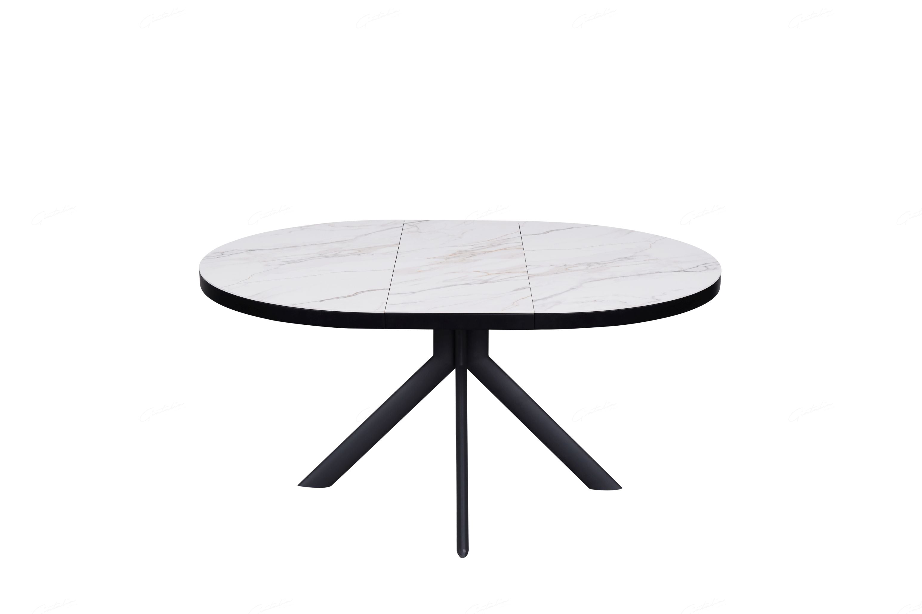 Nifty Round Ceramic Extendable Dining Table – White Marble Look