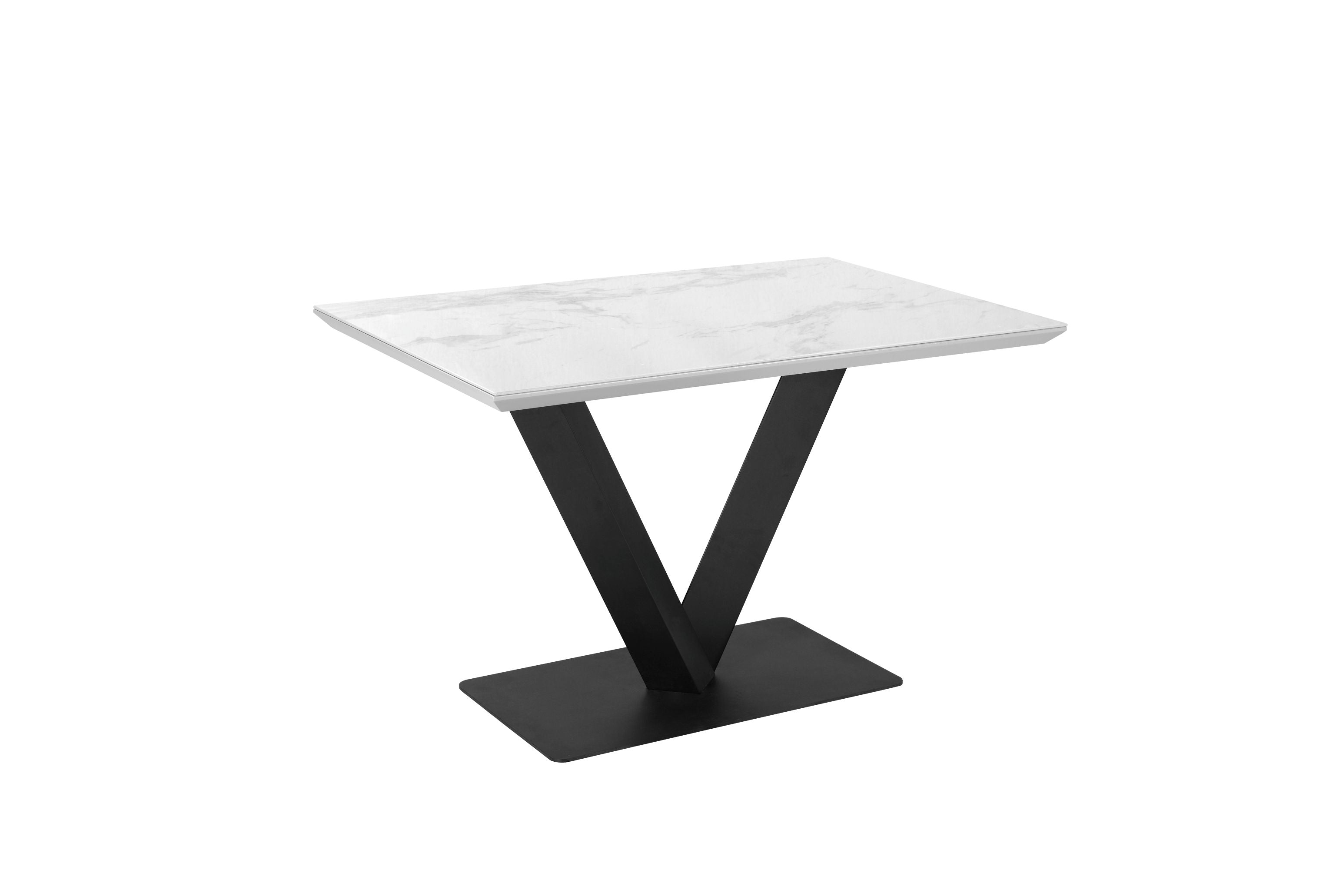 Dinky Minky Small Gloss White And Grey Marble Ceramic Dining Table