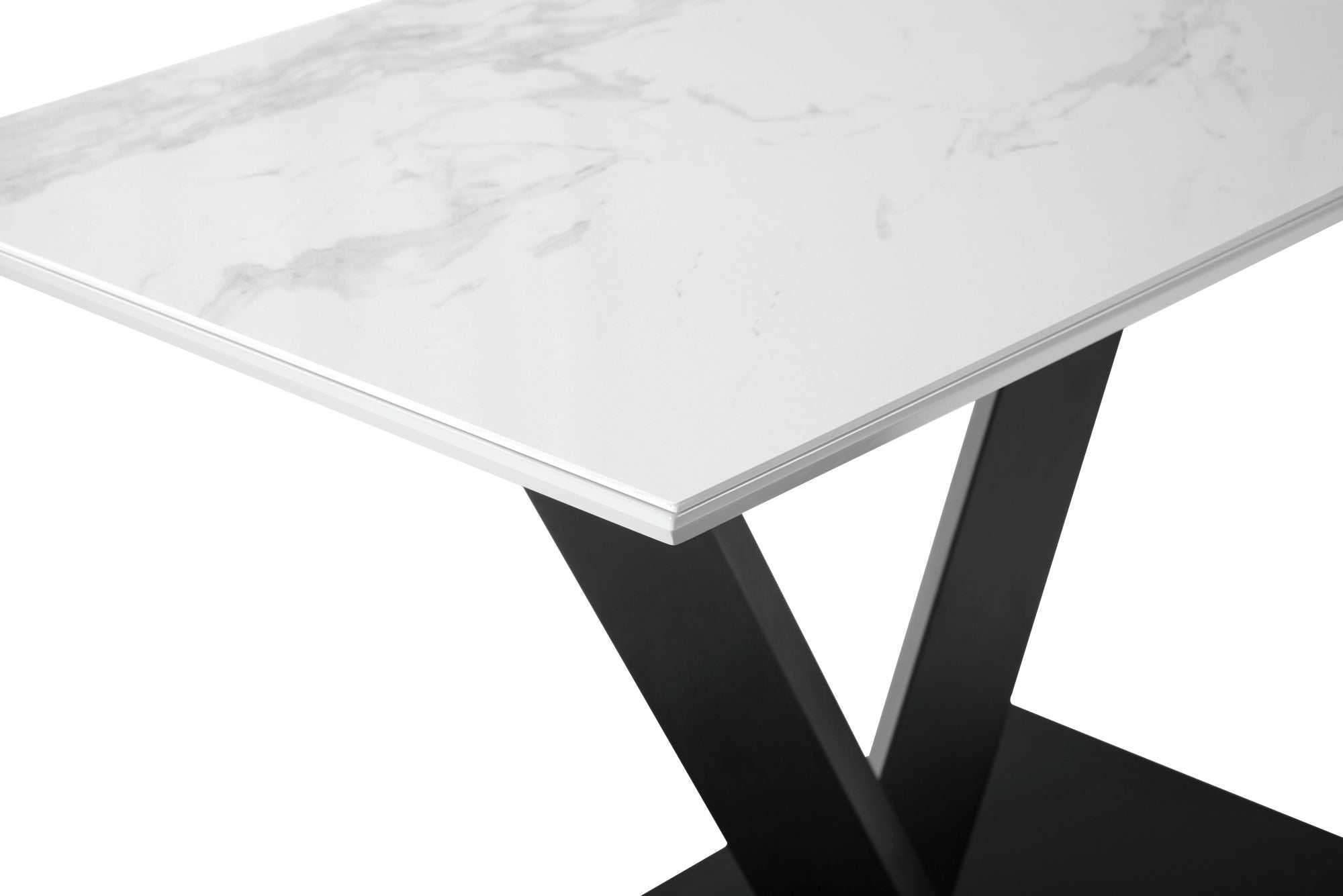 Dinky Minky Small Gloss White And Grey Marble Ceramic Dining Table