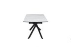 Elevating White Marble Look Ceramic High Gloss Extendable Dining Table