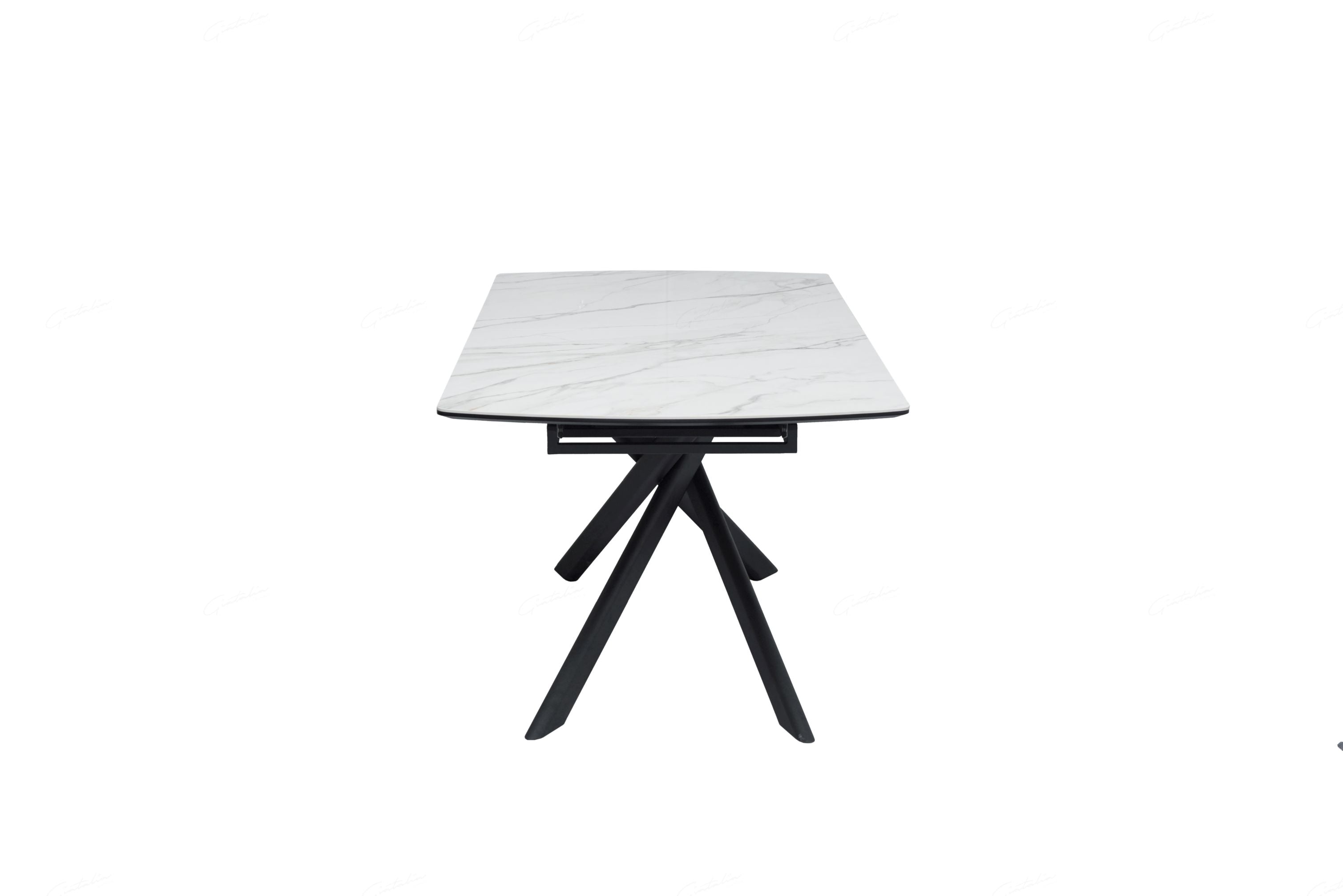Elevating White Marble Look Ceramic High Gloss Extendable Dining Table