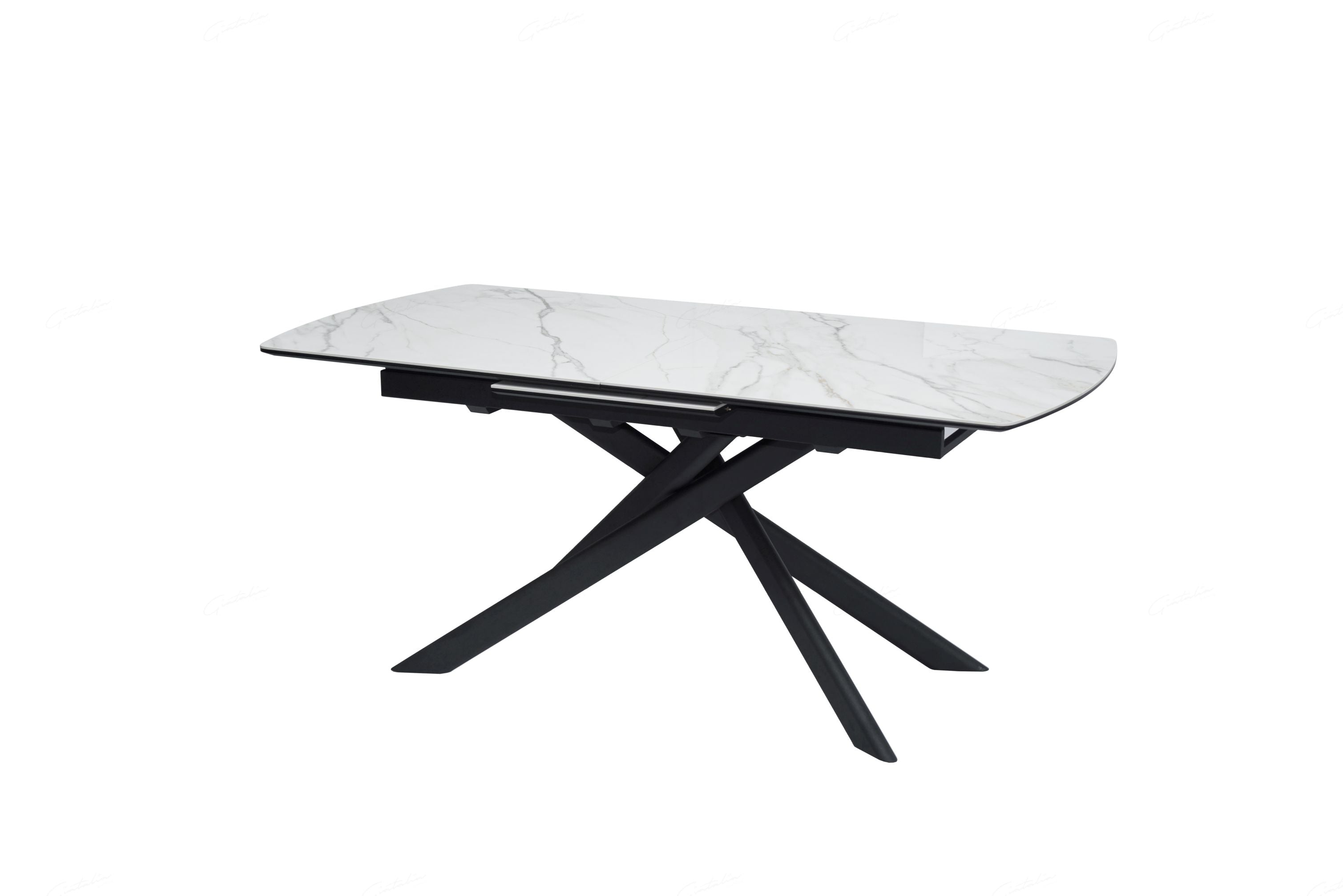 Elevating White Marble Look Ceramic High Gloss Extendable Dining Table