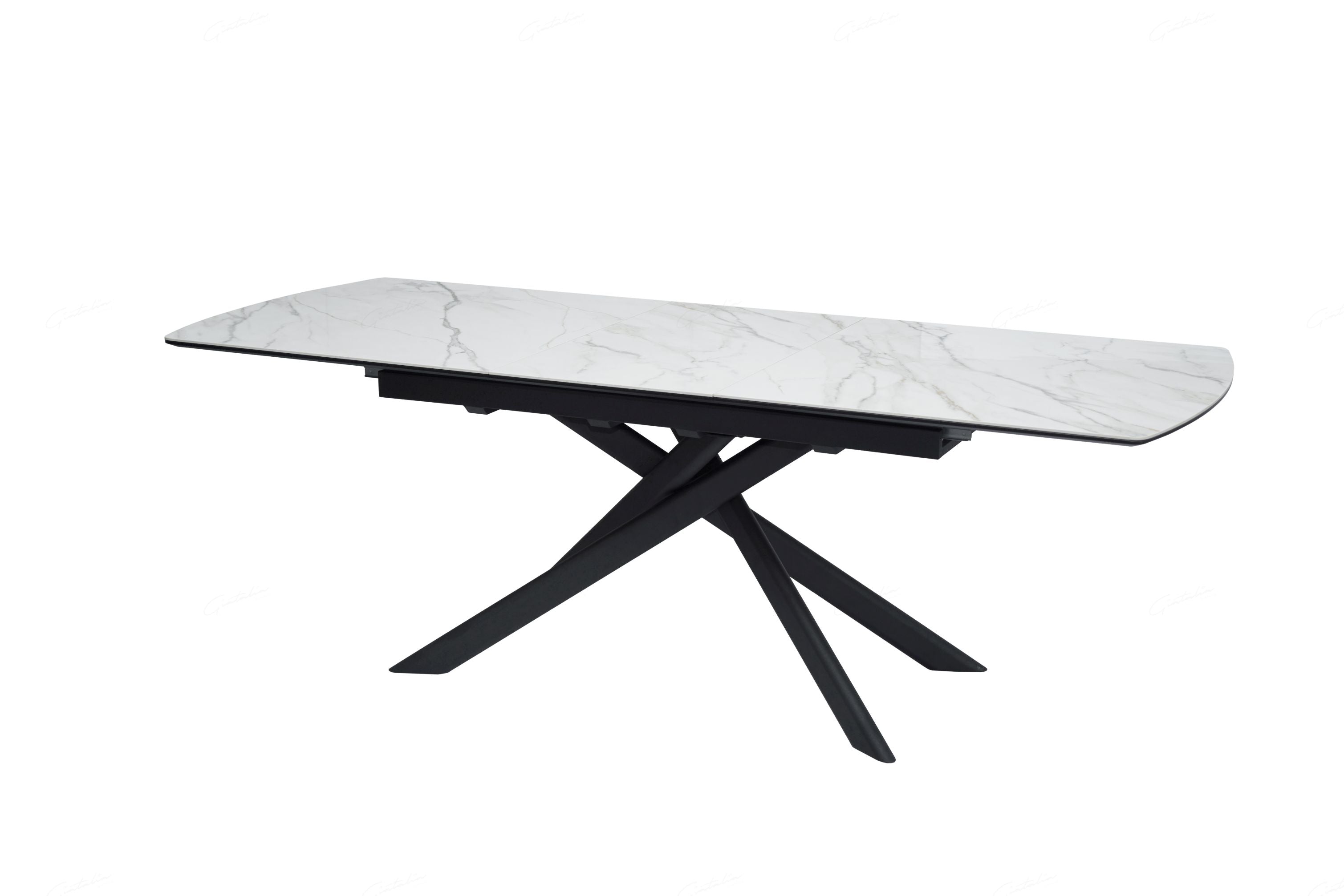 Elevating White Marble Look Ceramic High Gloss Extendable Dining Table