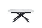 Elevating White Marble Look Ceramic High Gloss Extendable Dining Table