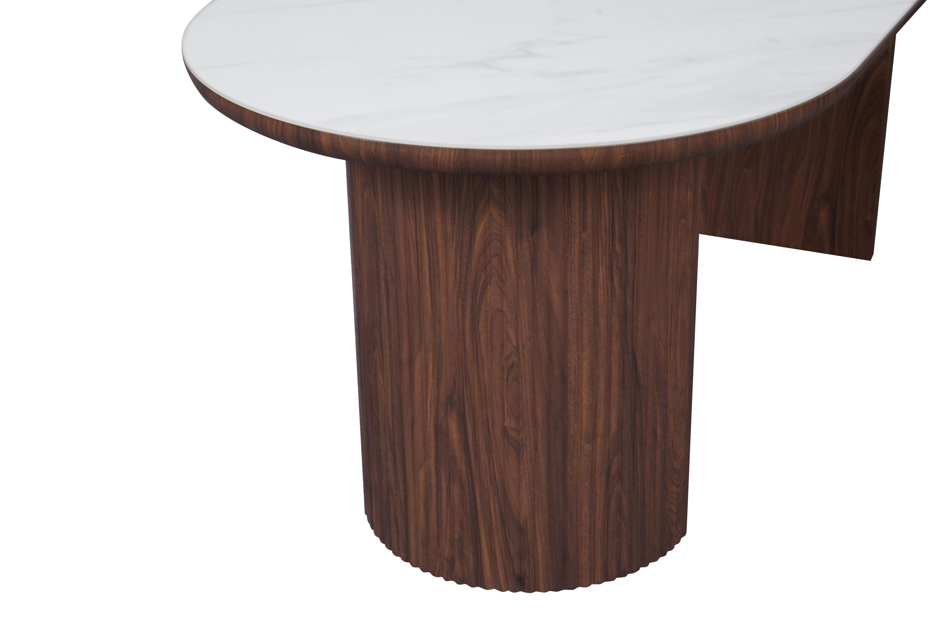 Engaging Oval Sintered Stone Dining Table – White Marble Effect
