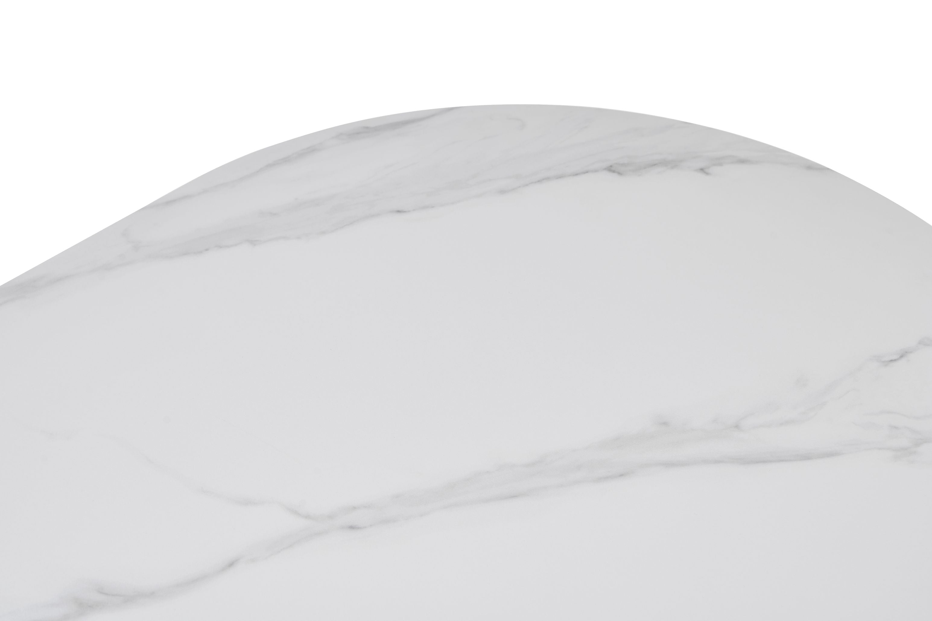 Engaging Oval Sintered Stone Dining Table – White Marble Effect