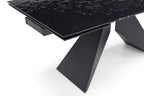 Fascinating Black Glass Extendable Dining Table – Hammered High Gloss Look Finish