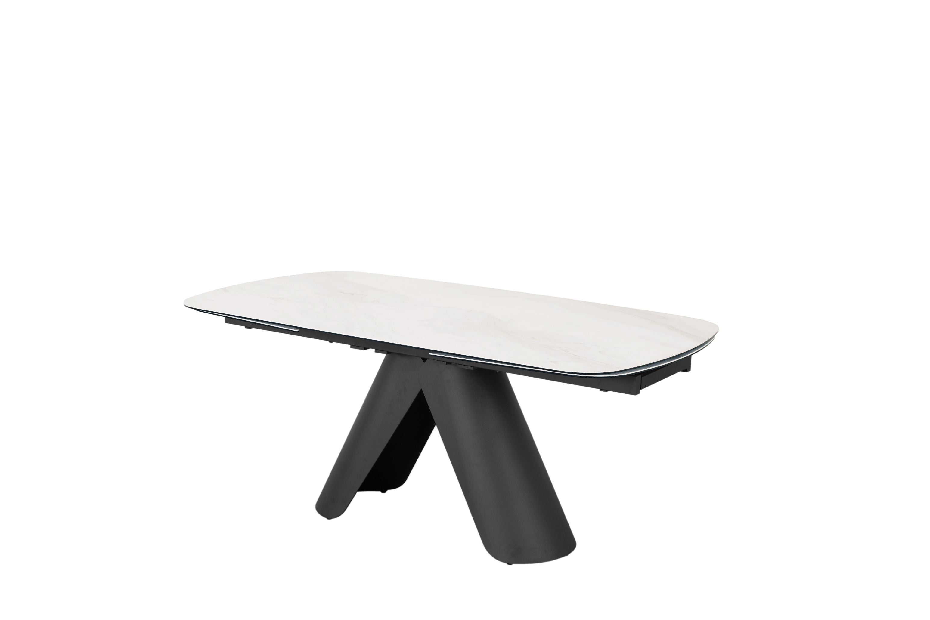 Graceful White And Grey Marble Look Ceramic Top Extendable Dining Table