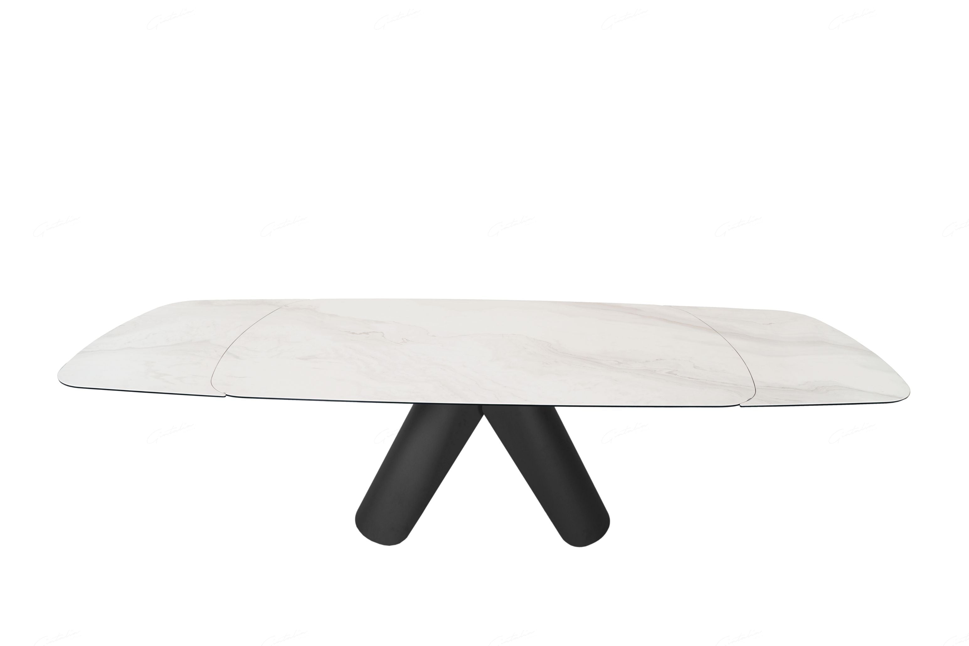Graceful White And Grey Marble Look Ceramic Top Extendable Dining Table