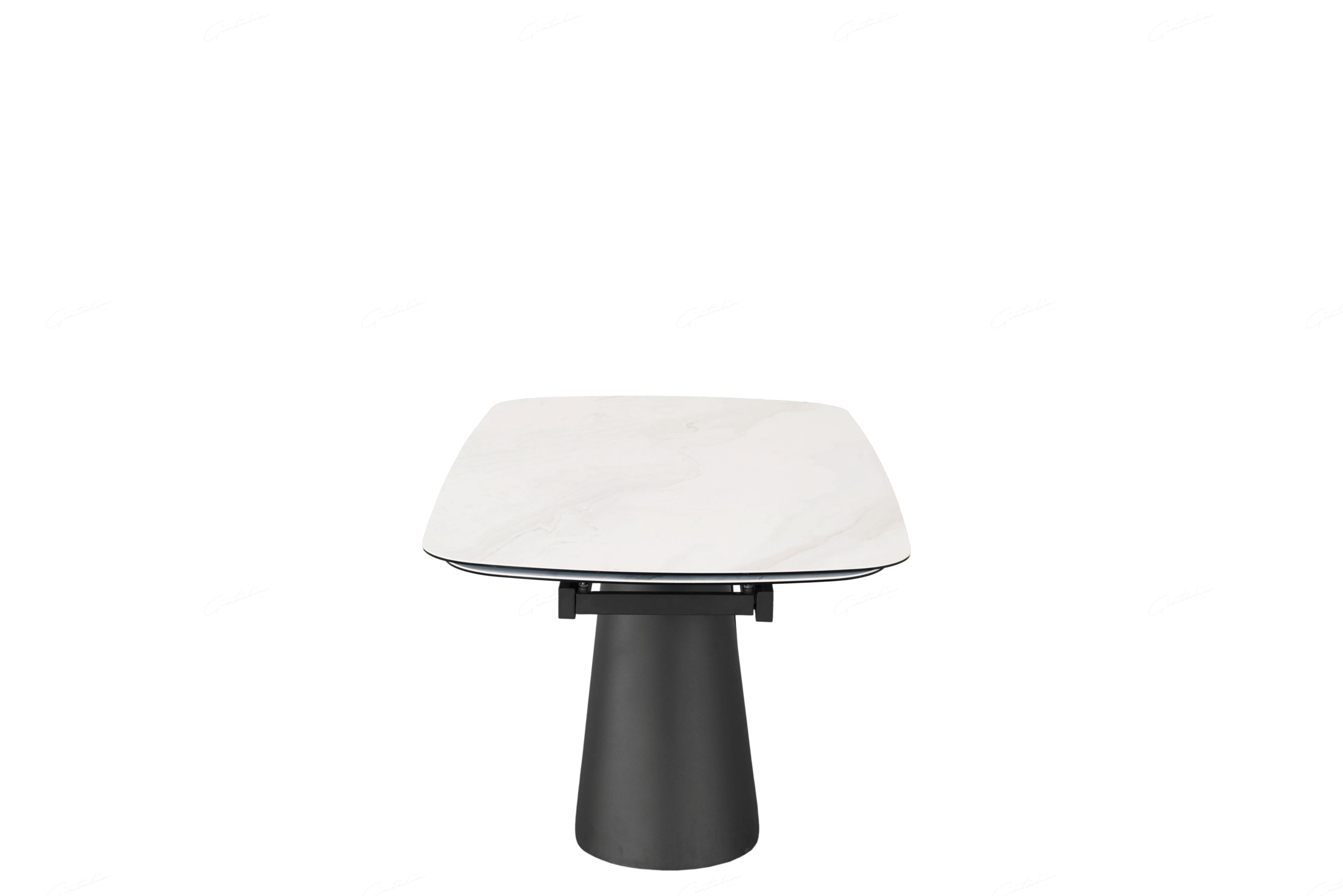 Graceful White And Grey Marble Look Ceramic Top Extendable Dining Table
