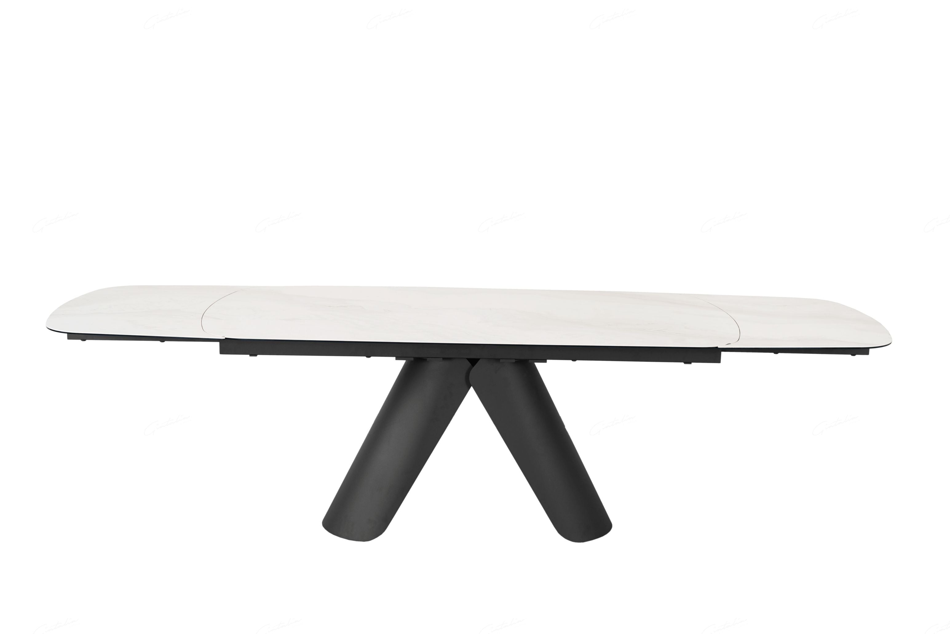Graceful White And Grey Marble Look Ceramic Top Extendable Dining Table