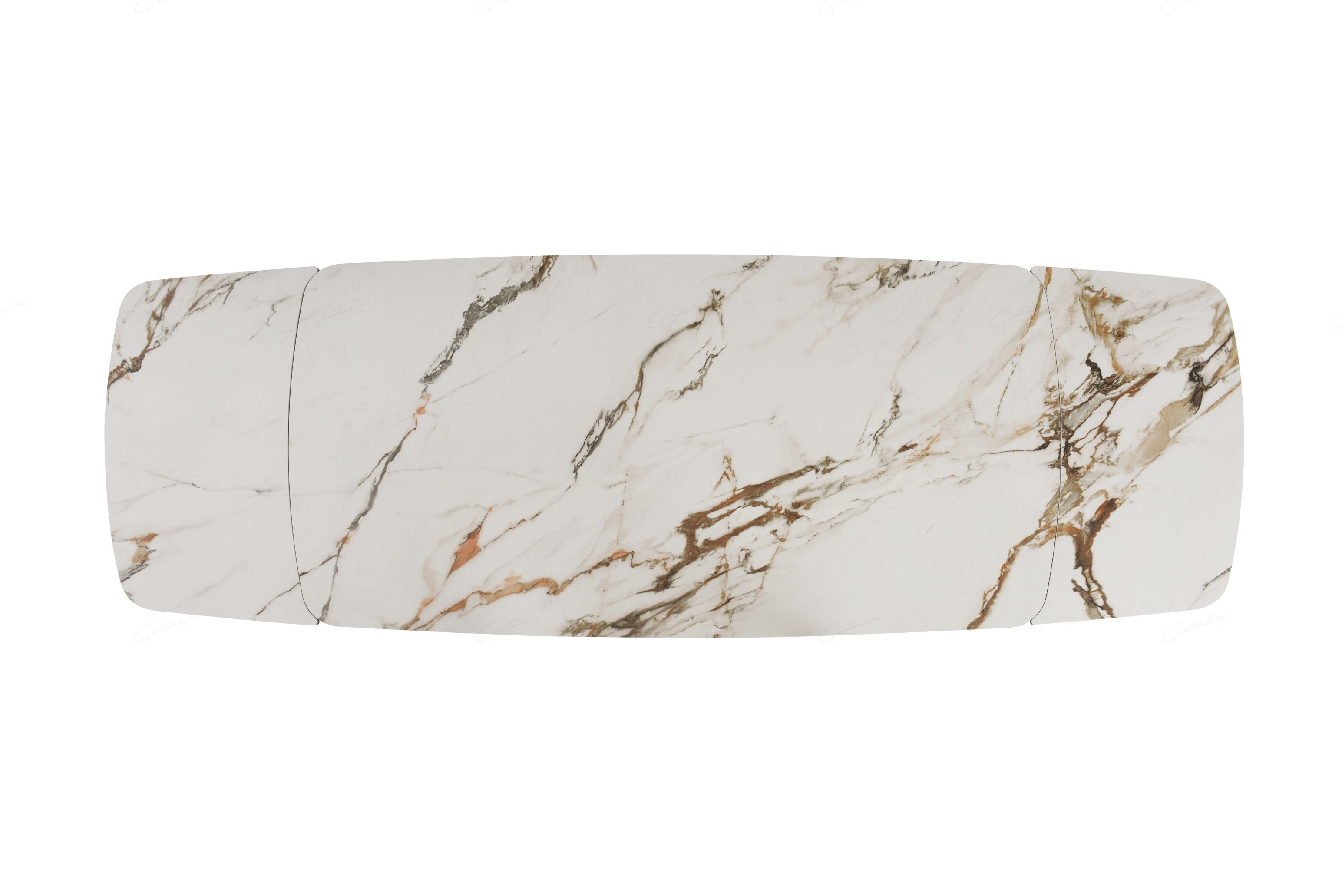 Majestic White Marble-Look Ceramic Extendable Dining Table – Champagne Gold Base