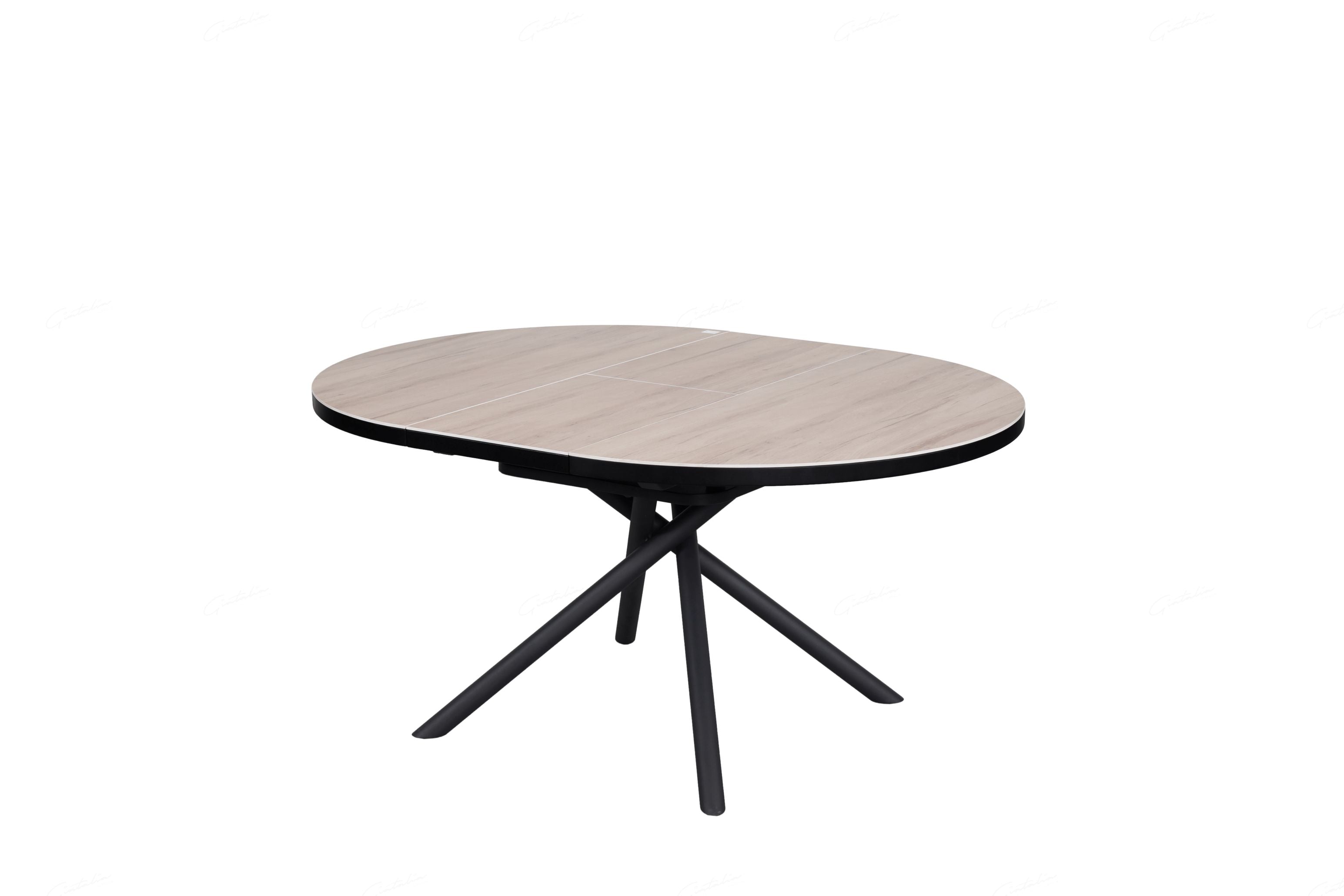 Nifty Round Ceramic Extendable Dining Table – English Oak Finish