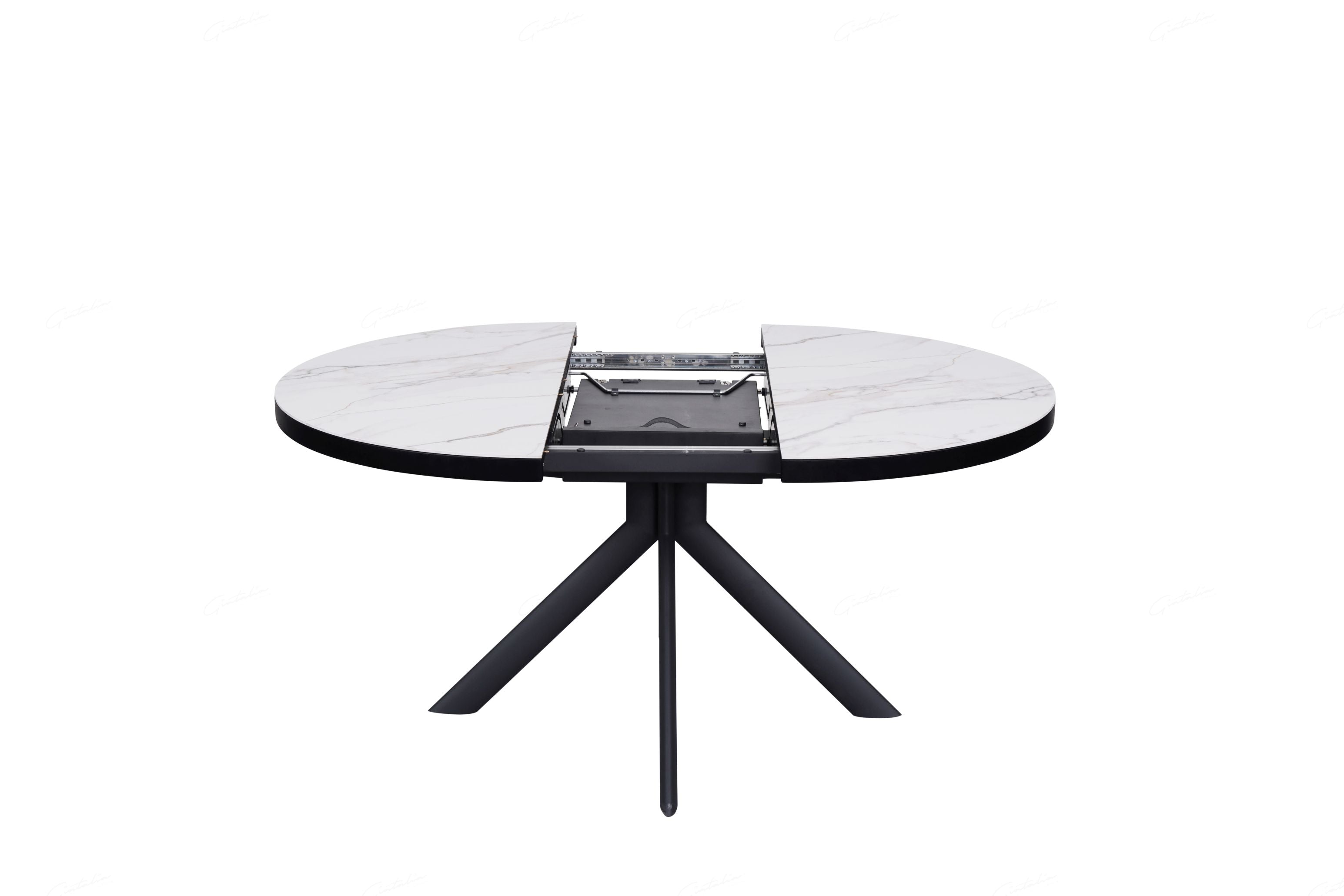 Nifty Round Ceramic Extendable Dining Table – White Marble Look