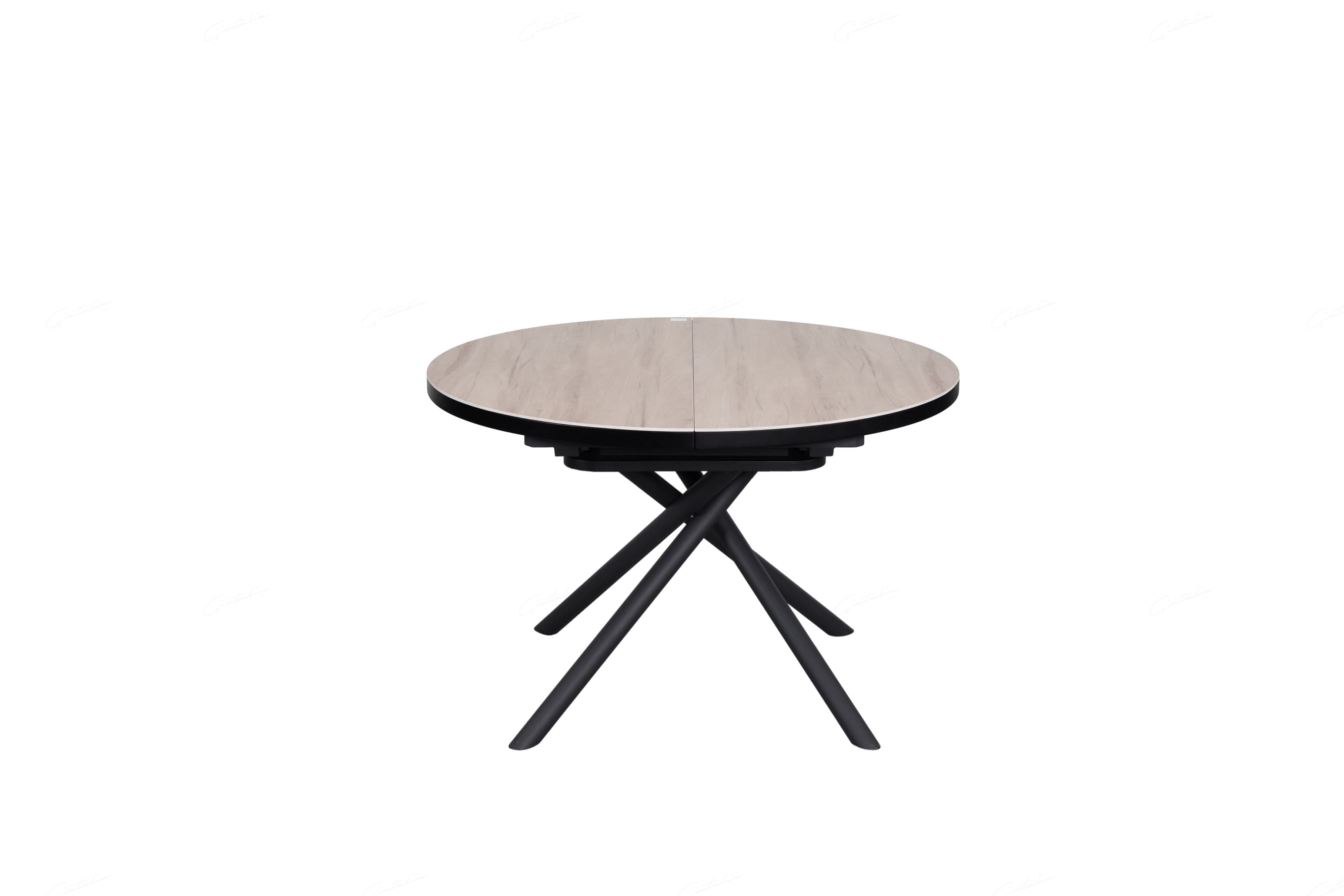 Nifty Round Ceramic Extendable Dining Table – English Oak Finish