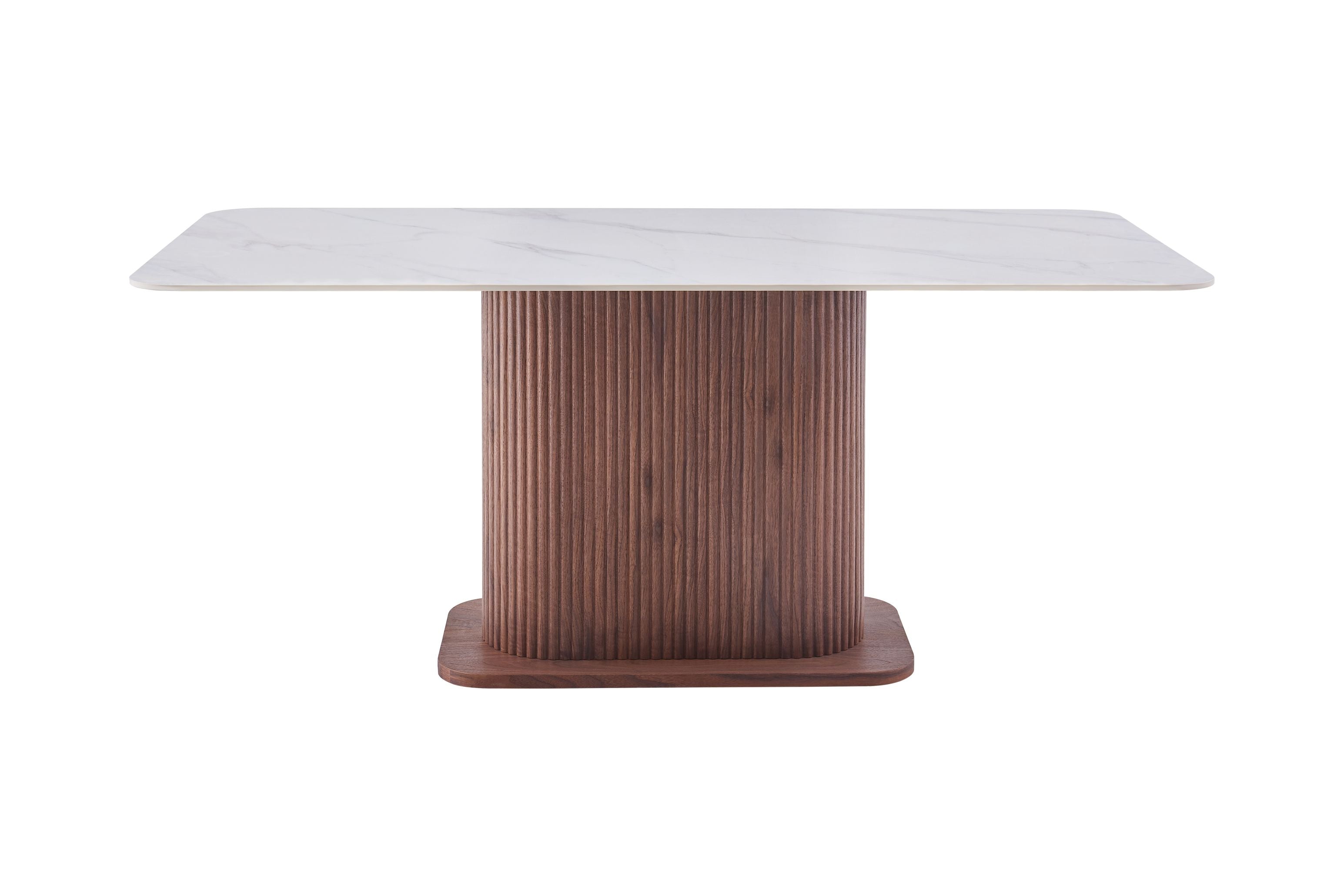 Ostentatious White And Grey Marble Look Sintered Stone Top Dining Table