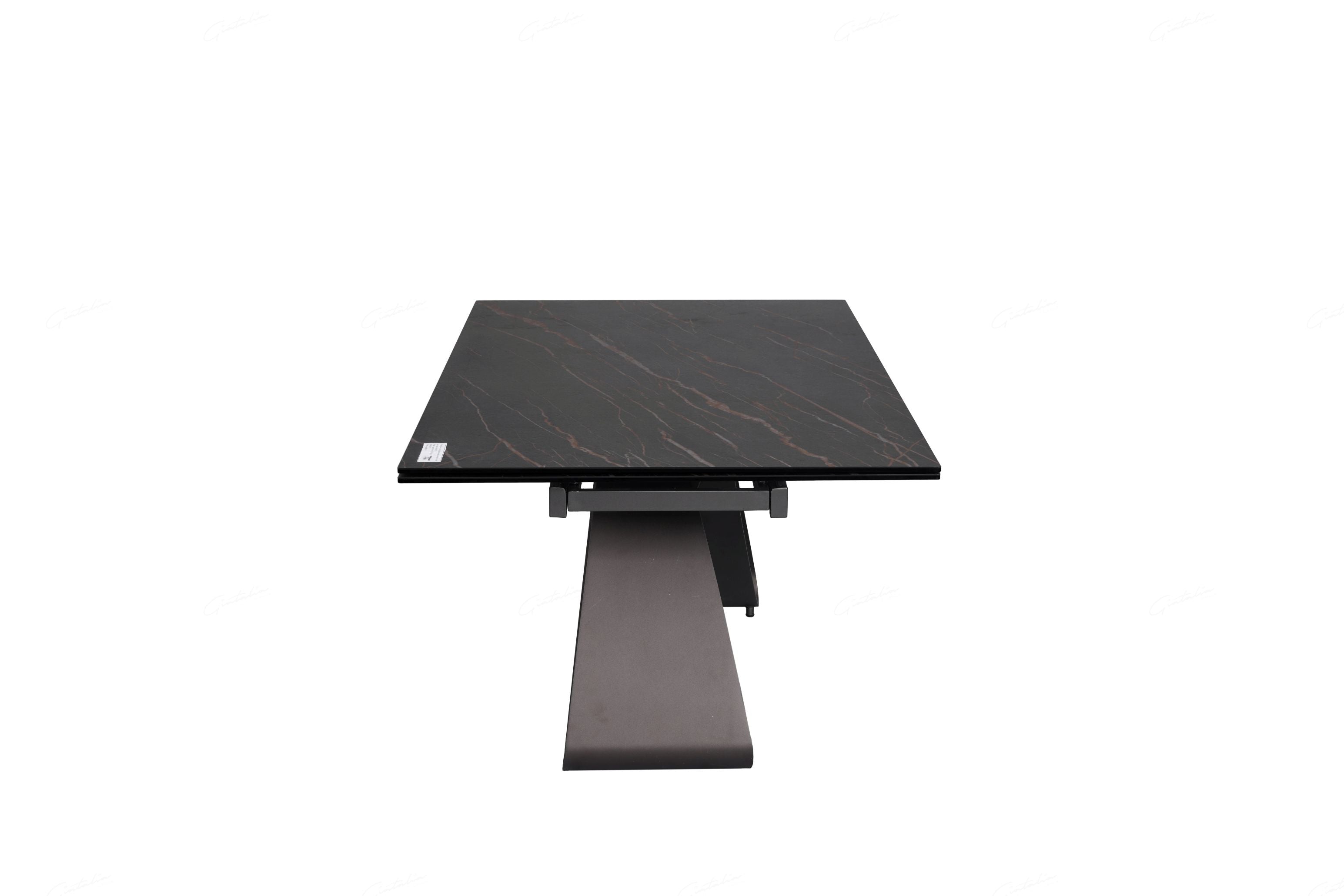 Rapturous Black Ceramic Marble Look Extendable Dining Table With Sunset Gold Vein