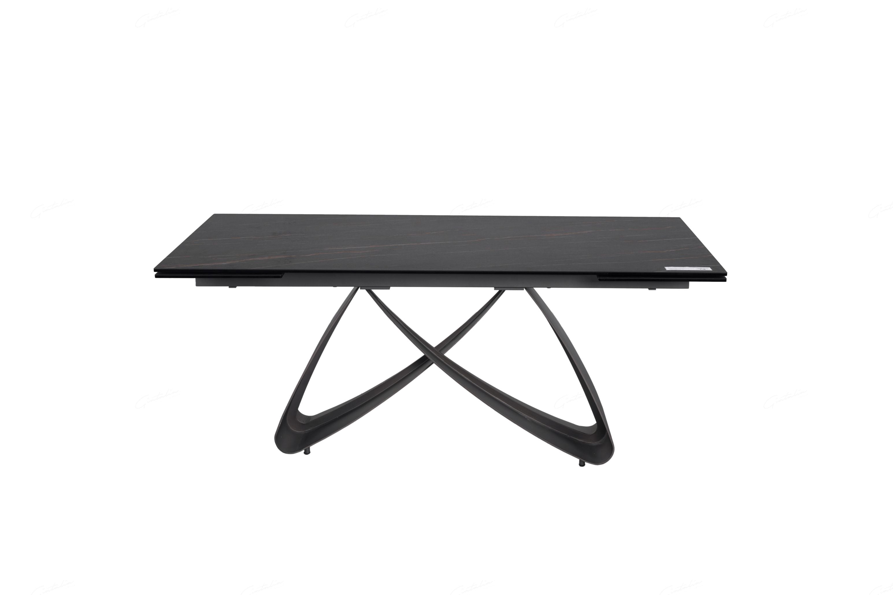 Rapturous Black Ceramic Marble Look Extendable Dining Table With Sunset Gold Vein
