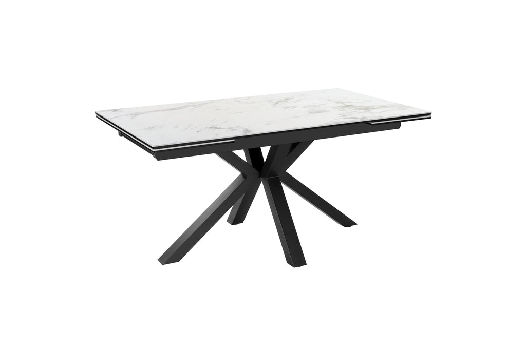Splendid White And Grey Marble Look Ceramic Top Extendable Dining Table - Gloss