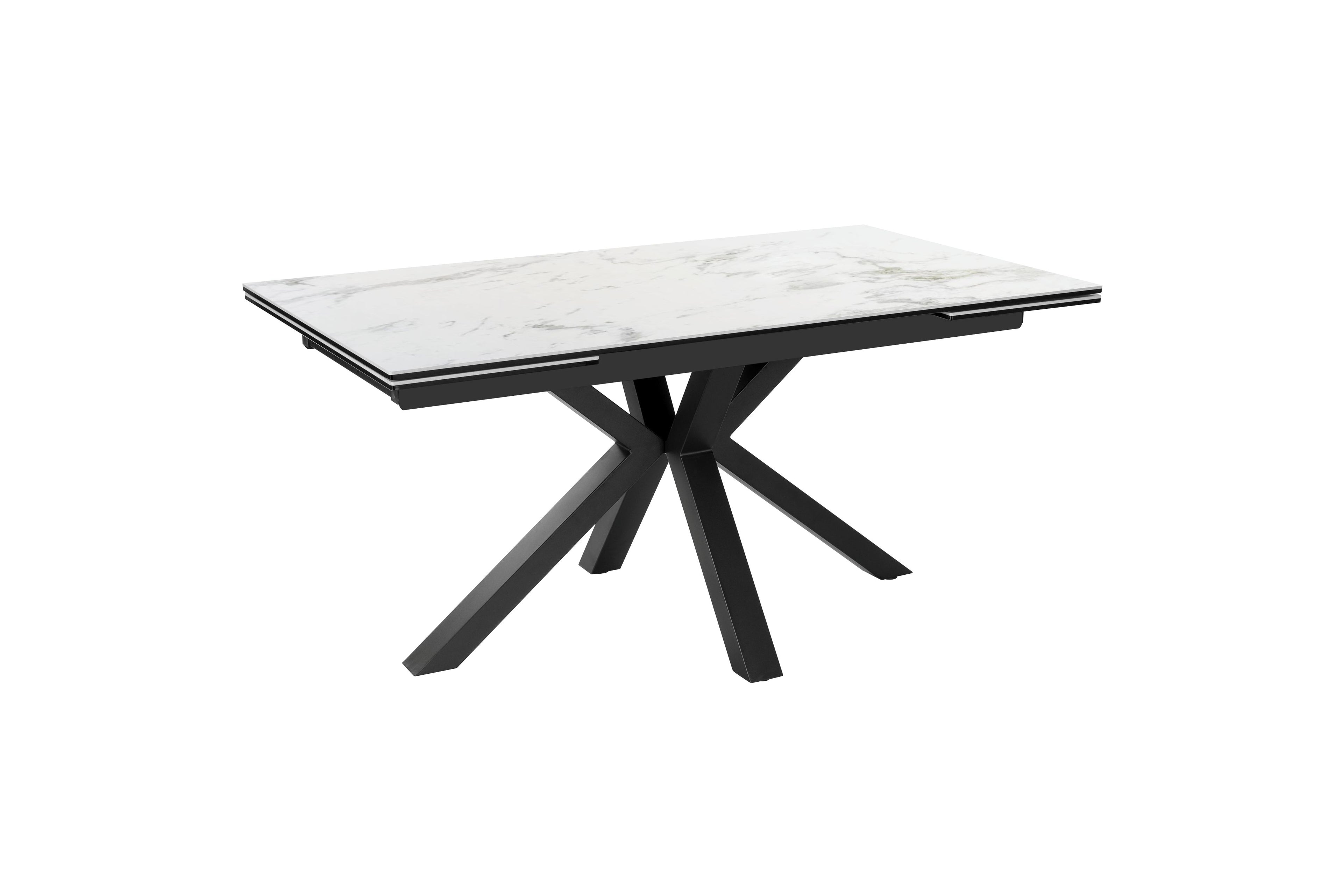 Splendid White And Grey Marble Look Ceramic Top Extendable Dining Table - Gloss