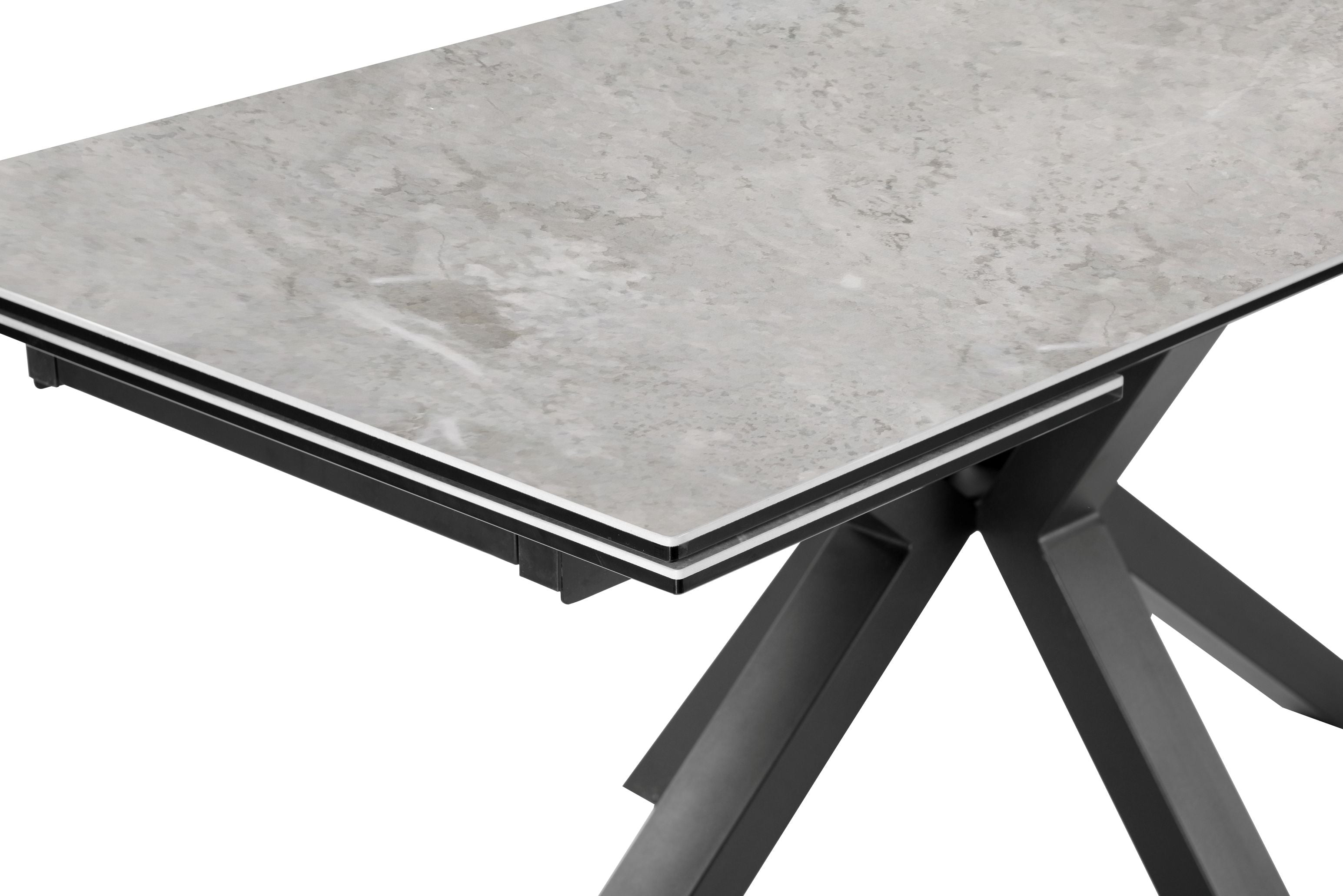 Splendid Grey Marble Look Ceramic Top Extendable Dining Table - Gloss