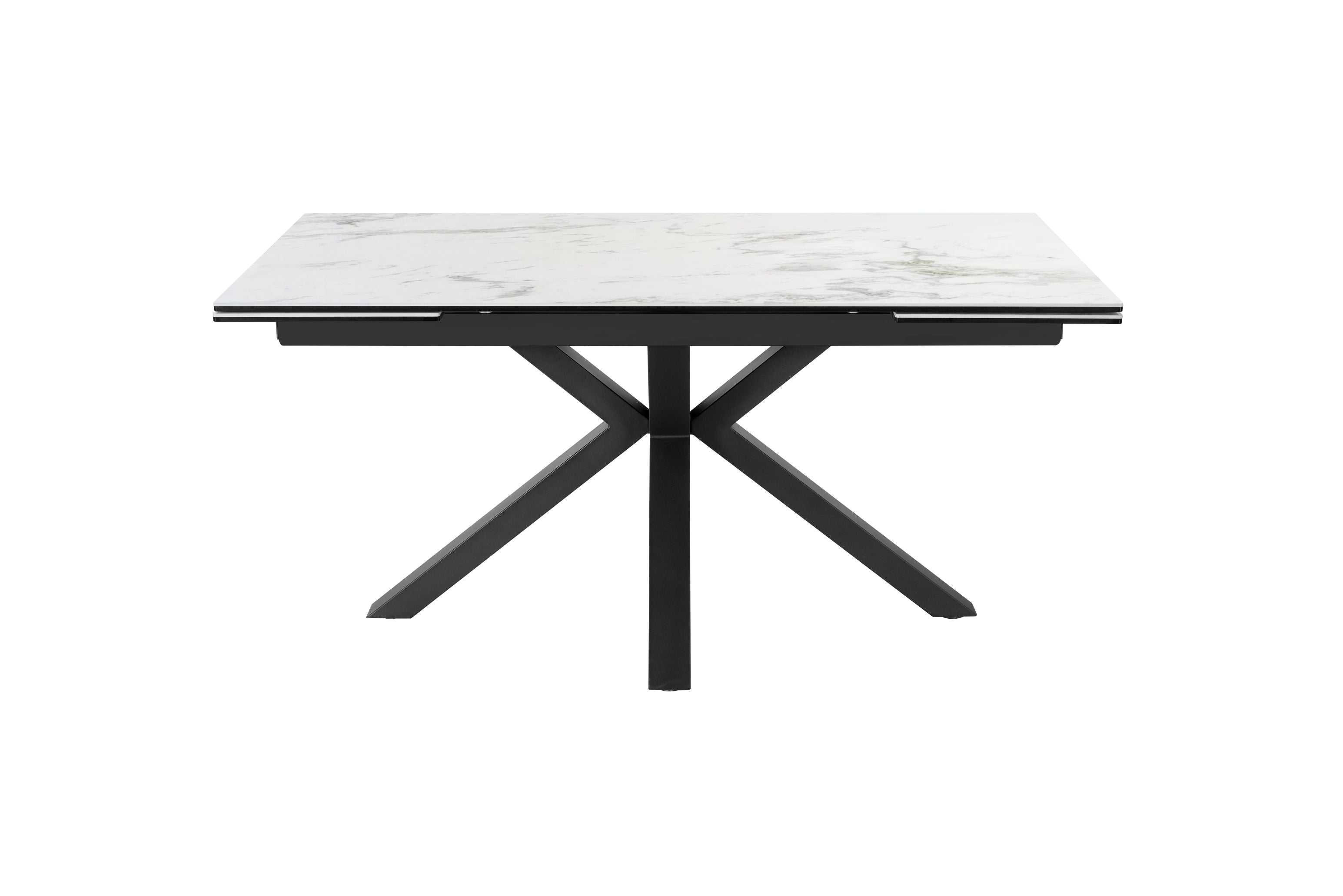 Splendid White And Grey Marble Look Ceramic Top Extendable Dining Table - Gloss