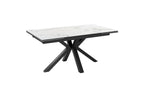 Splendid White And Grey Marble Look Ceramic Top Extendable Dining Table - Gloss